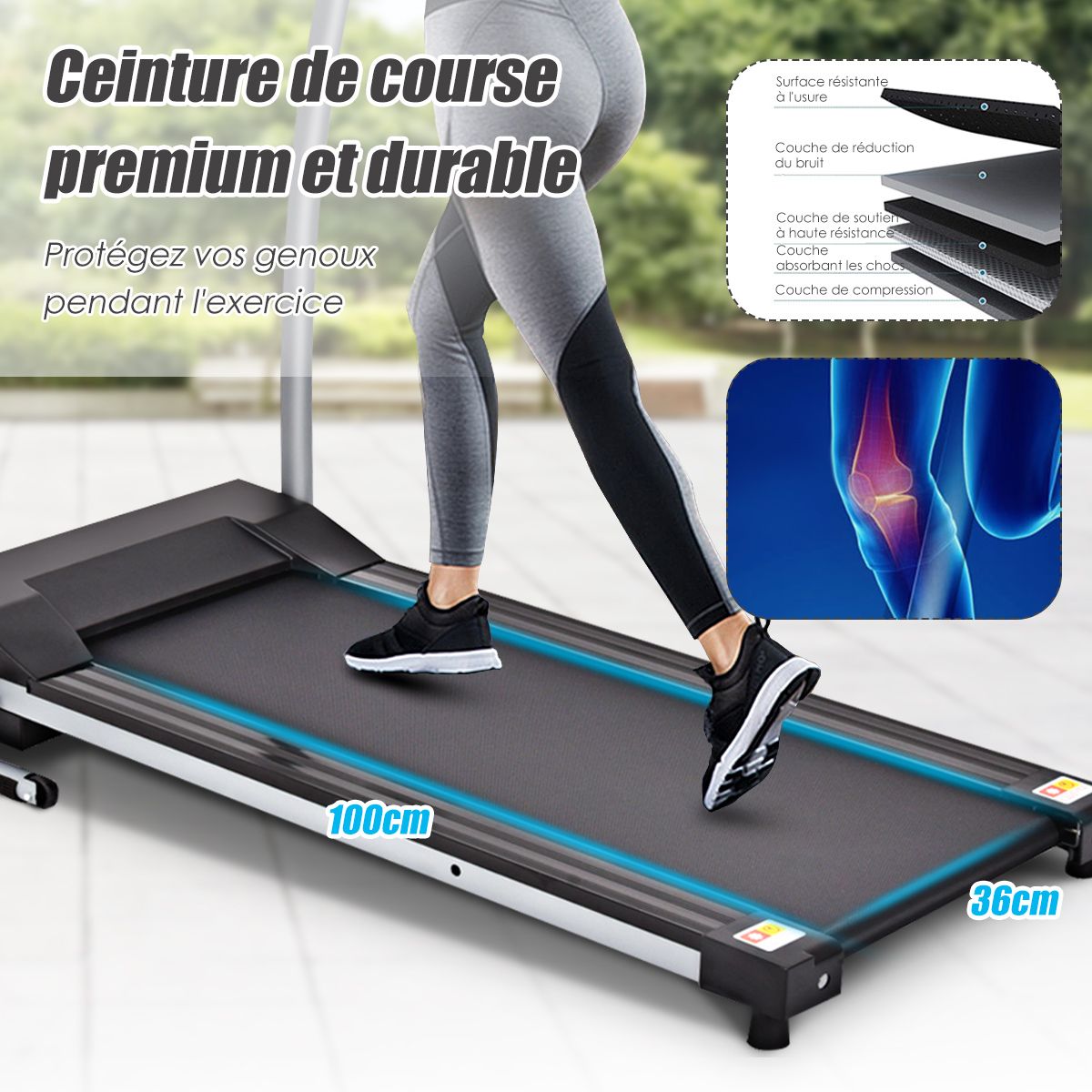 Foldable Electric Treadmill with Screen and Heart Rate Monitor with Speed ​​from 1 to 10 km/h and 12 Programs Black -
