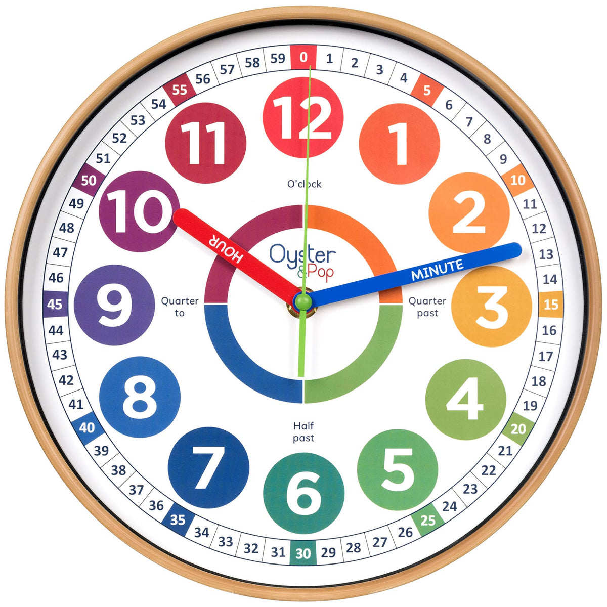Oyster&Pop Learning Clock for Kids - Telling Time Teaching Clock - Kids Wall Clocks for Bedrooms - Product image 1