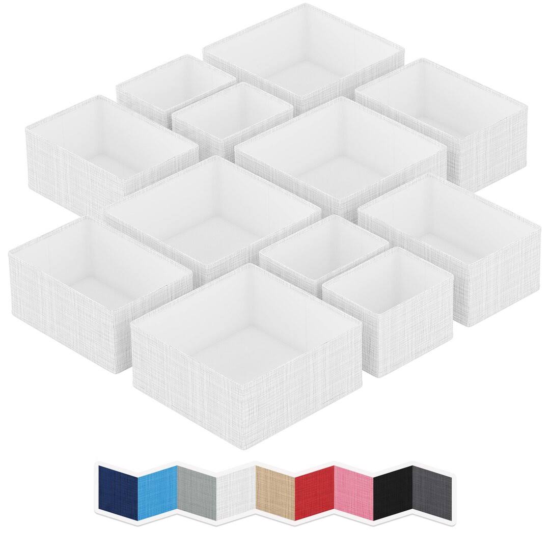 NEATERIZE Drawer Organizer Clothes Set of 12 White-Grey - Dresser Organizer for Nursery, Bedroom, Closet - Product image 1