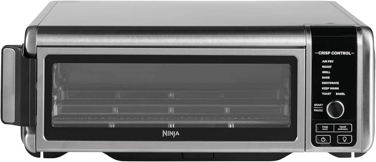 Ninja Foodi 8-in-1 Multifunction Oven, Portable Mini Oven, Work Surfaces, Multifunction Oven with 8 Cooking Functions; Air Fry, Roast, Grill, Bake and more. Silver/Black SP101EU