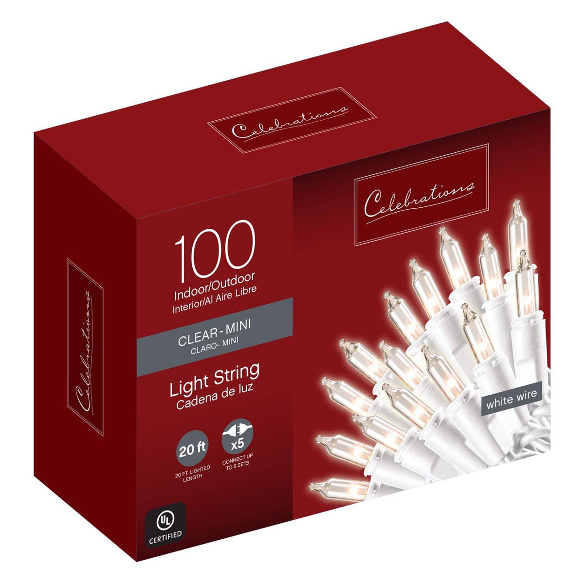 Celebrations Incandescent Mini Clear 100 ct String Christmas Lights 20 ft - Product image 1
