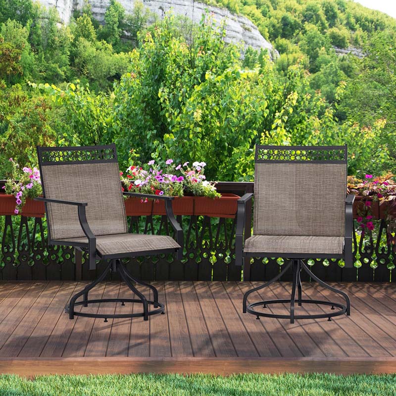 Outdoor Swivel Dining Chairs Set of 2/4 with Quick-Drying Fabric & Metal Frame - Product image 3