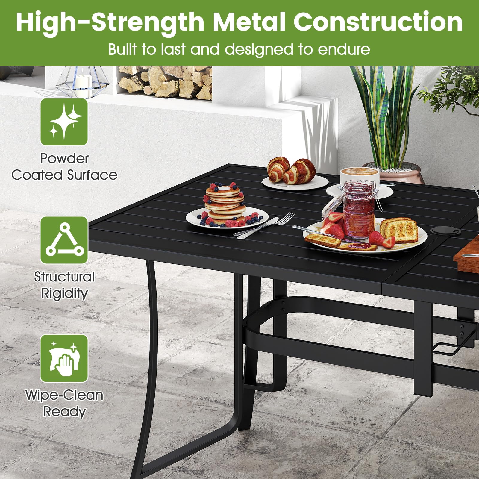 Tangkula 66" x 33" Metal Patio Dining Table for 6 - Product image 6
