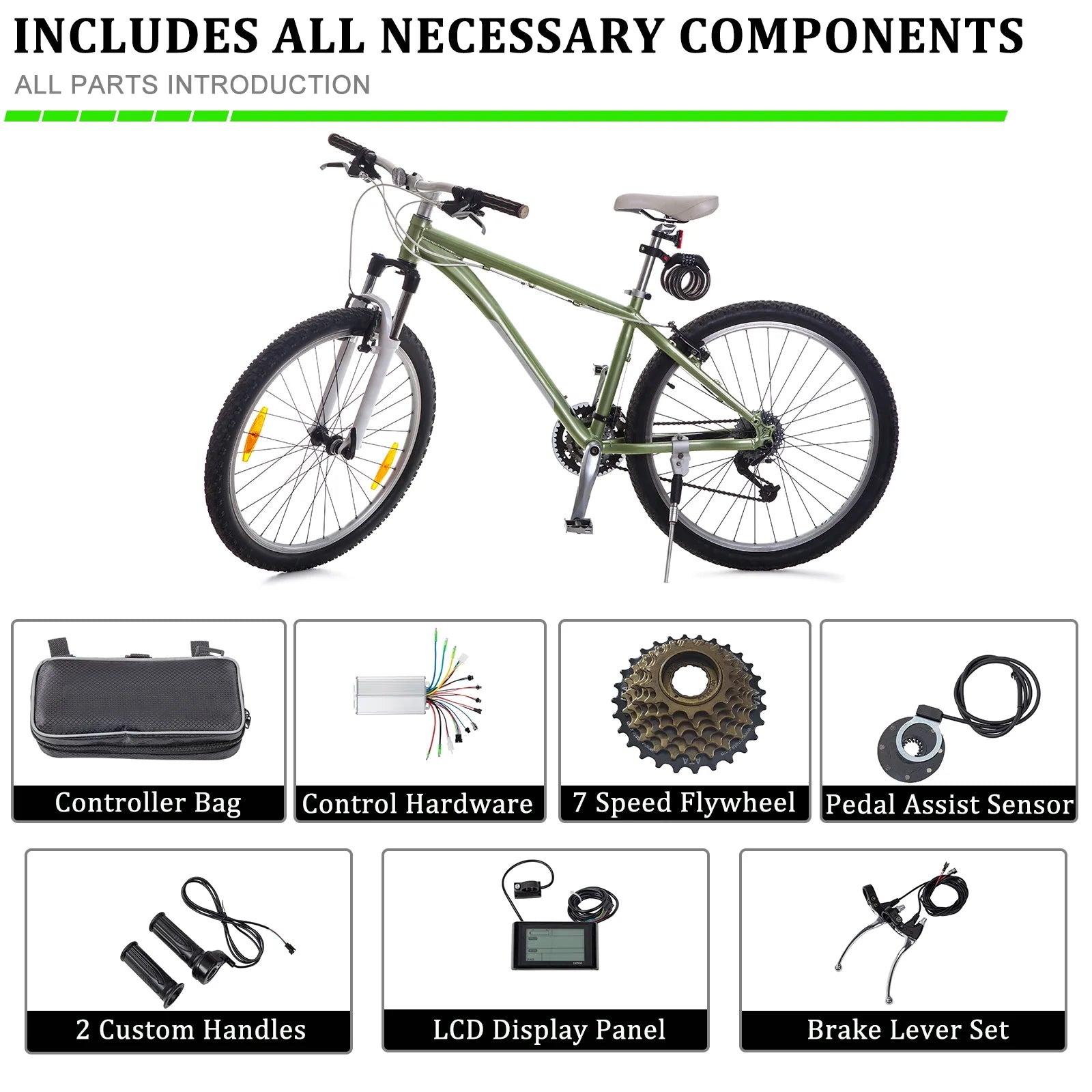 Ktaxon 48V 1000W Electric Bicycle Motor Kit, 26" Front Wheel E - Bike Conversion Kit W/ LCD Display - Product image 14