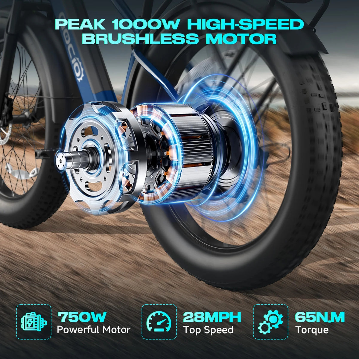 Gocio Electric Bike, 26"x4.0" Fat Tire E - Mountain Bike, Peak 1000W Motor - Product image 6