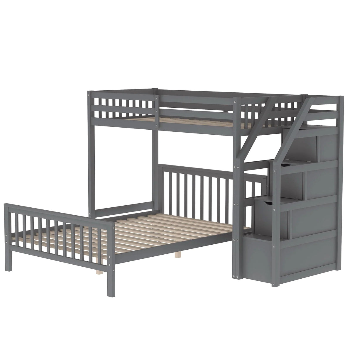 Euroco Wood Stairway Twin Loft Bed with Full Platform and Drawer - Product image 5