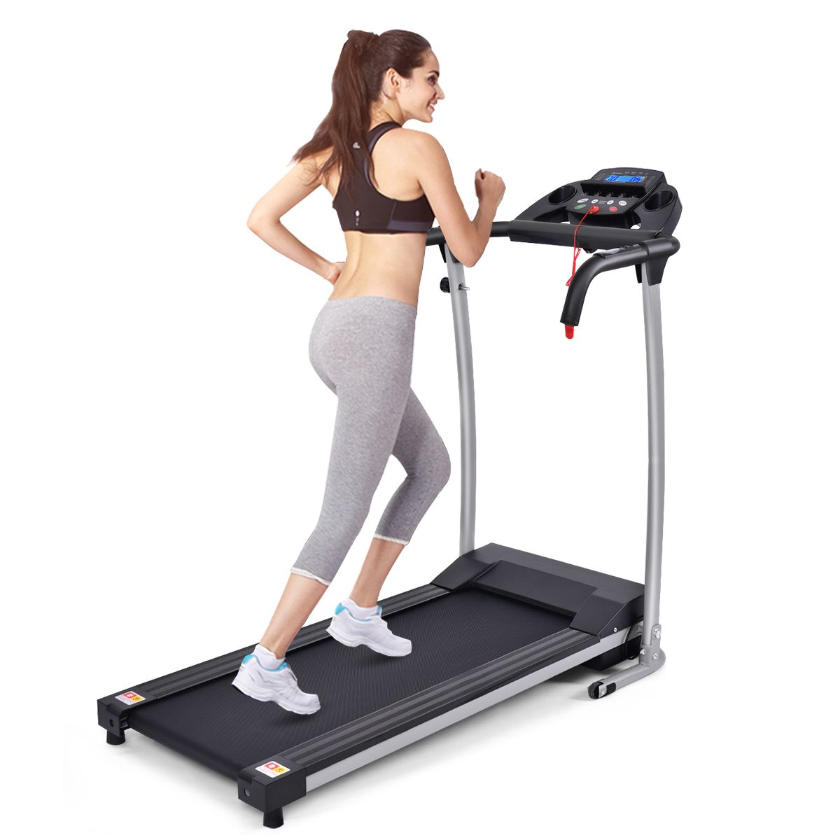 Foldable Electric Treadmill with Screen and Heart Rate Monitor with Speed ​​from 1 to 10 km/h and 12 Programs Black -