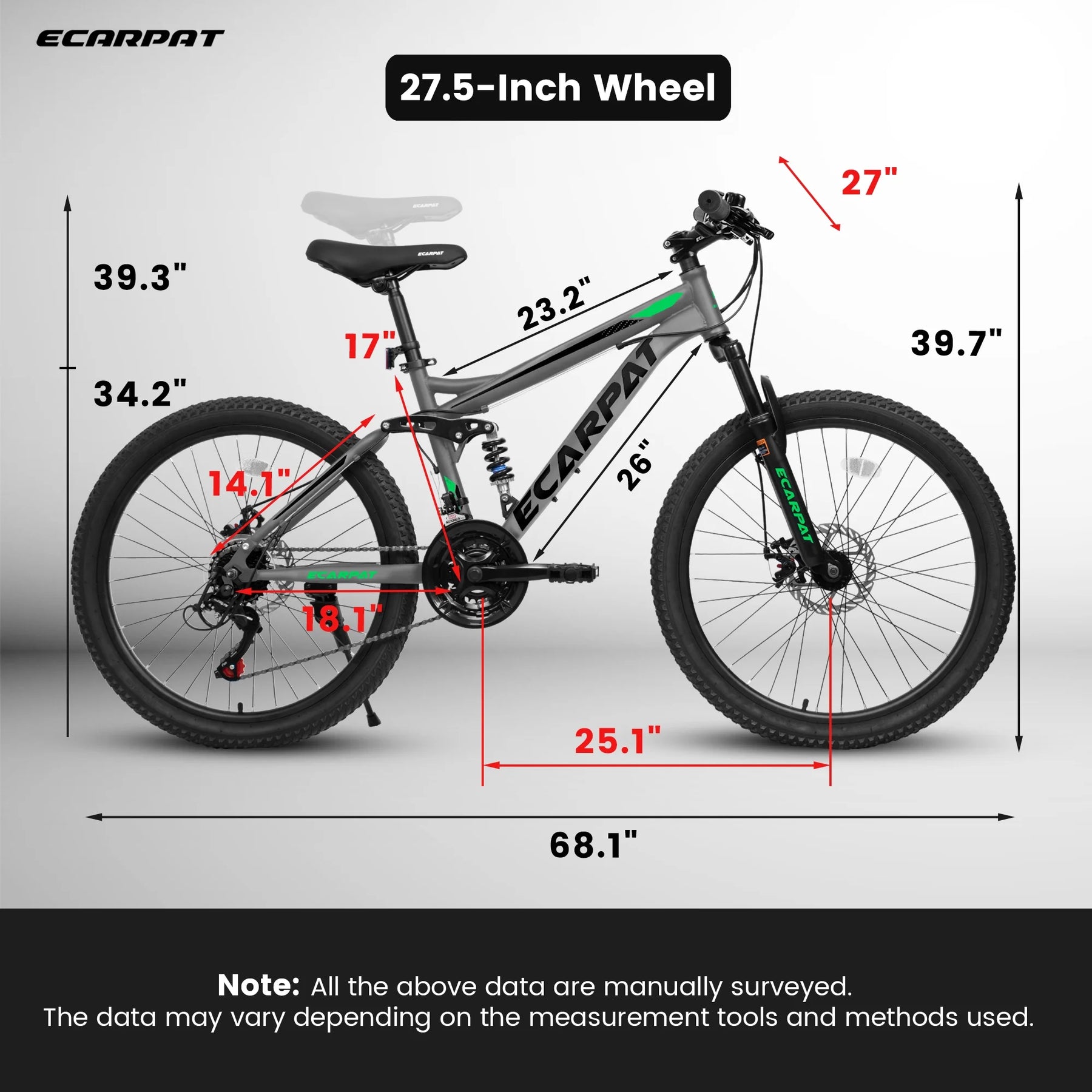27.5 - Inch Mountain Bike for Adults - 21 - Speed Trail & City Bicycle with Disc Brakes - Gray - Product image 2