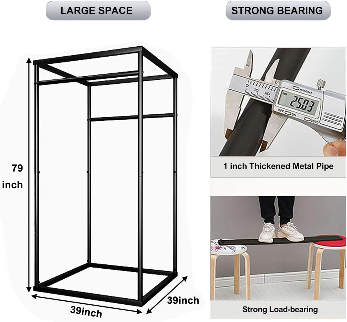 Dismountable Fitting Room, Portable Changing Room with Curtain, Temporary Mobile Fitting Room for Clothing Store Bedroom Office Beach, (Black, 100x100x200cm)