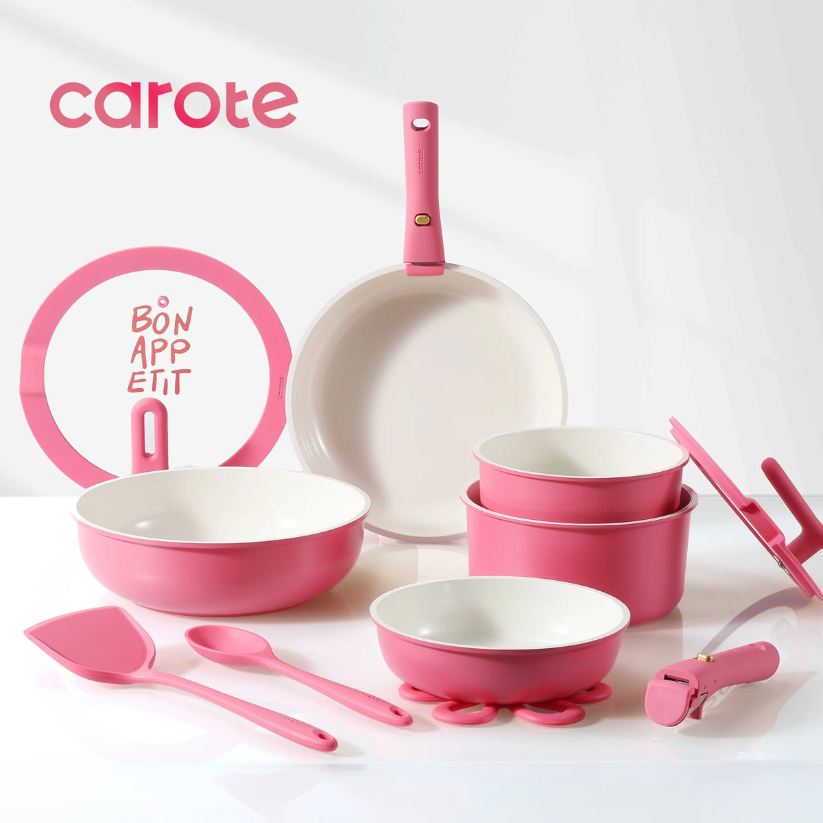 Carote 18 Pcs Ceramic Nonstick Cookware Set, Pots and Pans Set with Detachable Handles - Product image 14