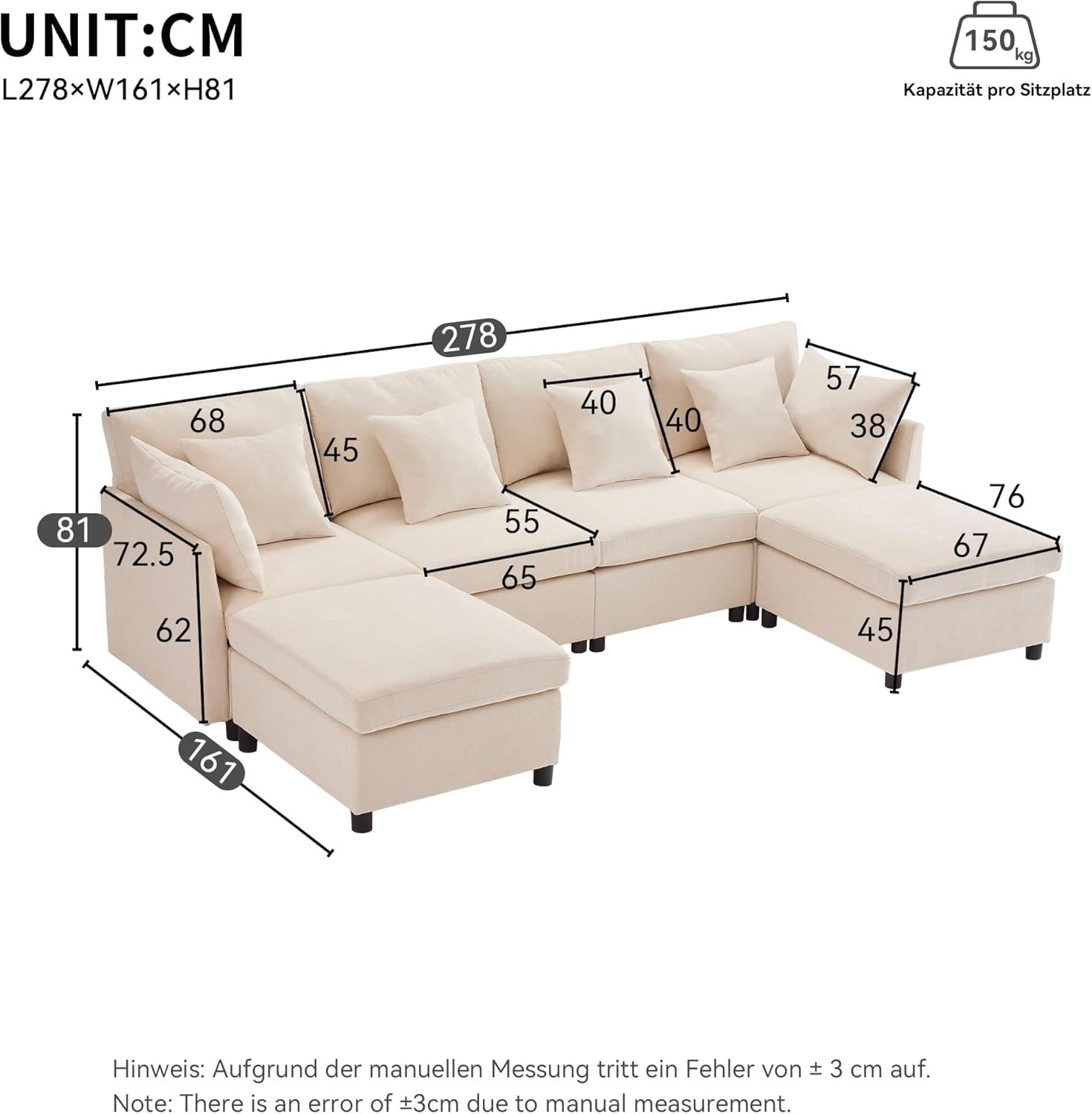 Seyakany Convertible Corner Sofa,4 Seater Convertible Sofa,Chenille Fabric with Removable Footrest,Four Seater L Shaped Sofa,Suitable for Home,Living Room,Apartment