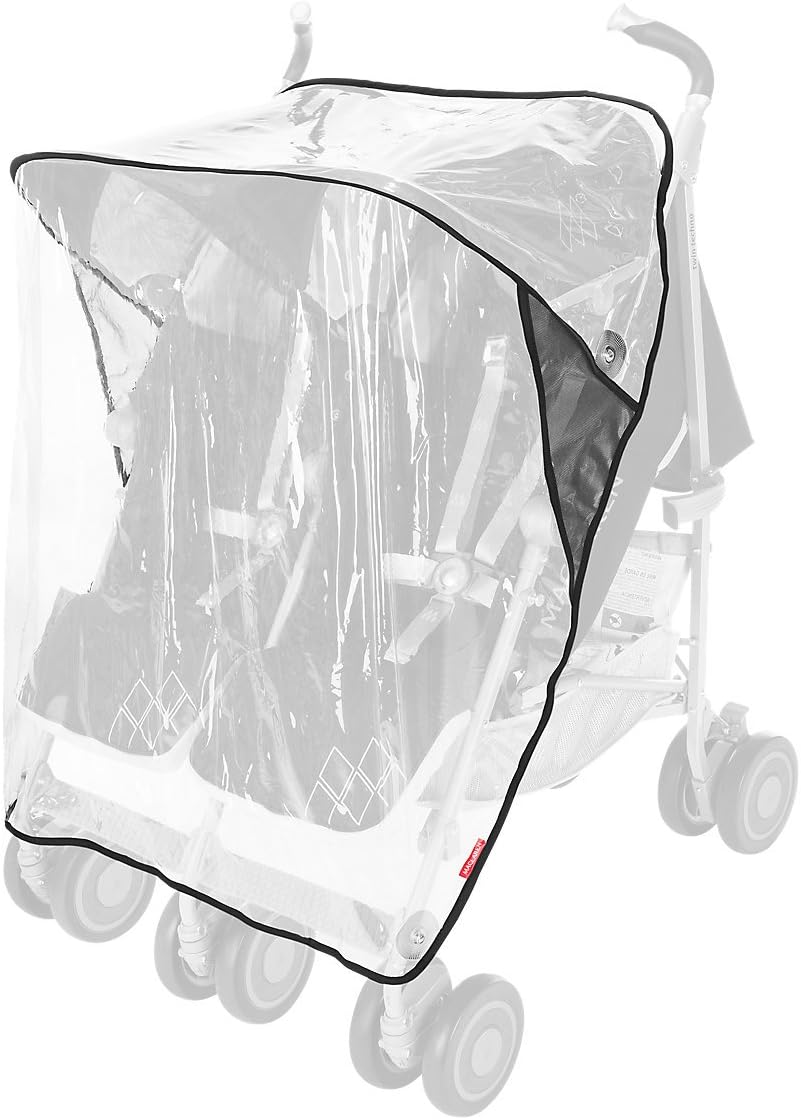 Maclaren Twin Triumph double stroller (6 months, up to 15 kg, one child per seat), light and compact, UPF 50+ extendable hood with rain cover - Black/Anthracite