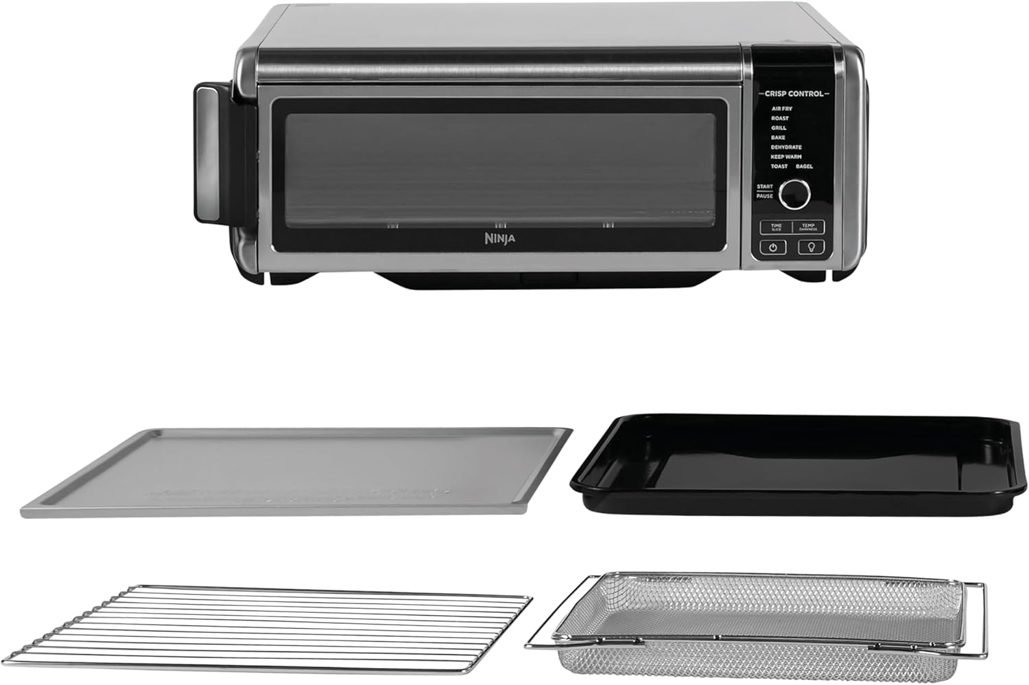 Ninja Foodi 8-in-1 Multifunction Oven, Portable Mini Oven, Work Surfaces, Multifunction Oven with 8 Cooking Functions; Air Fry, Roast, Grill, Bake and more. Silver/Black SP101EU