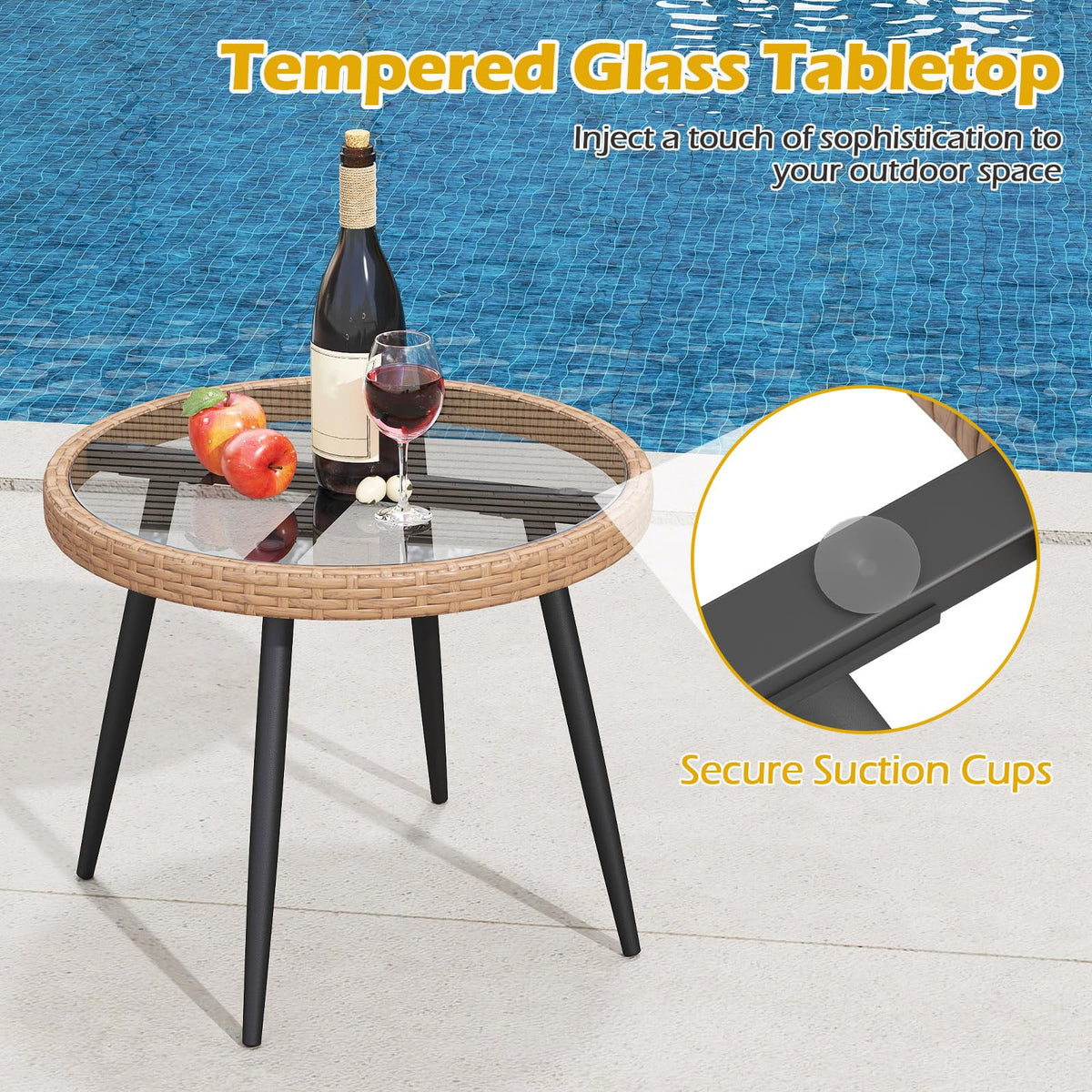 Tangkula 3 Piece Patio Bistro Set with Metal Frame for Balcony - Product image 6