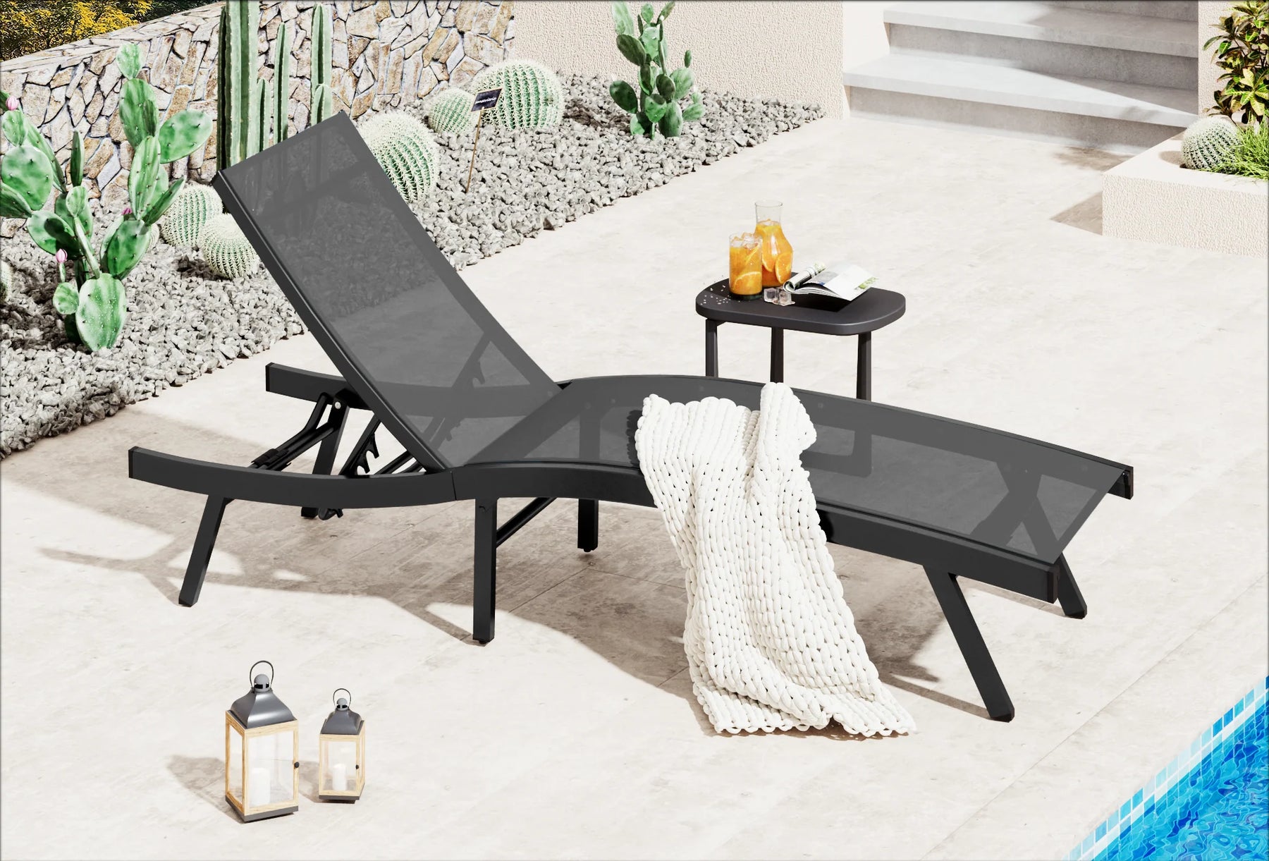AECOJOY Outdoor Chaise Lounge, All Weather Pool Lounge Chairs Ergonomic Design (Dark Grey, 1 PCs) - Product image 2