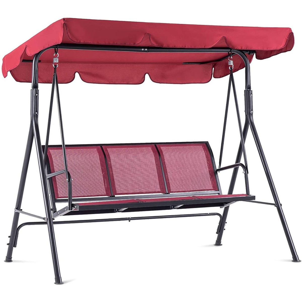 Mcombo Outdoor Patio Canopy Swing Chair 3-Person, Steel Frame Textilence SEATS Swing Glider, 4507 - Product image 1