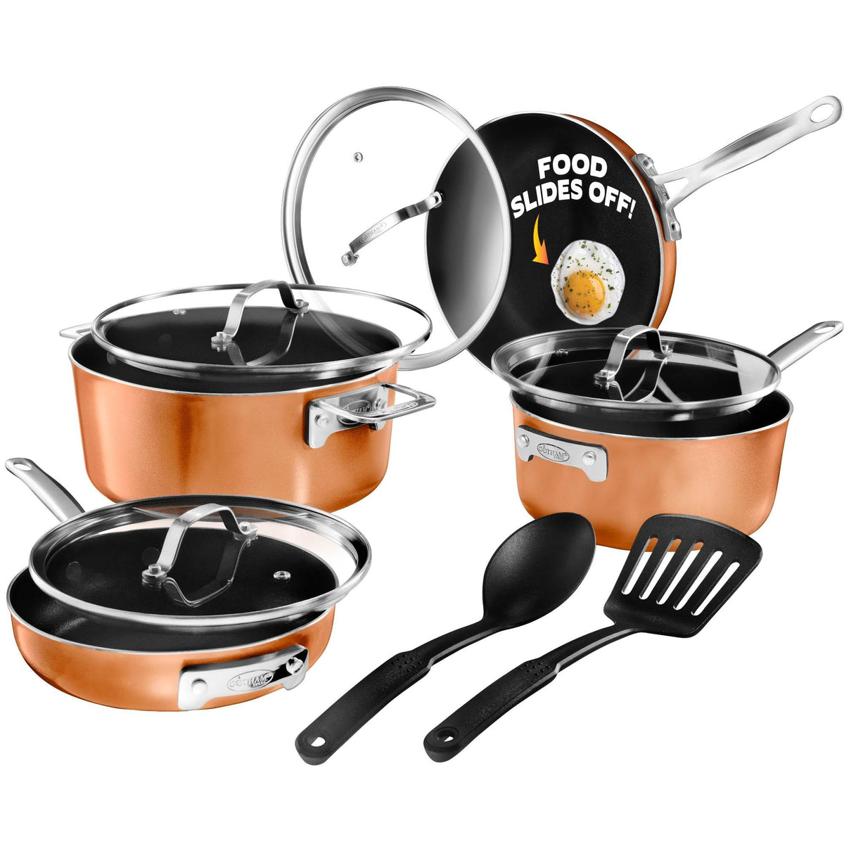 Gotham Steel Stackmaster 10 Piece Non-Stick Cookware Set, Copper - Product image 1