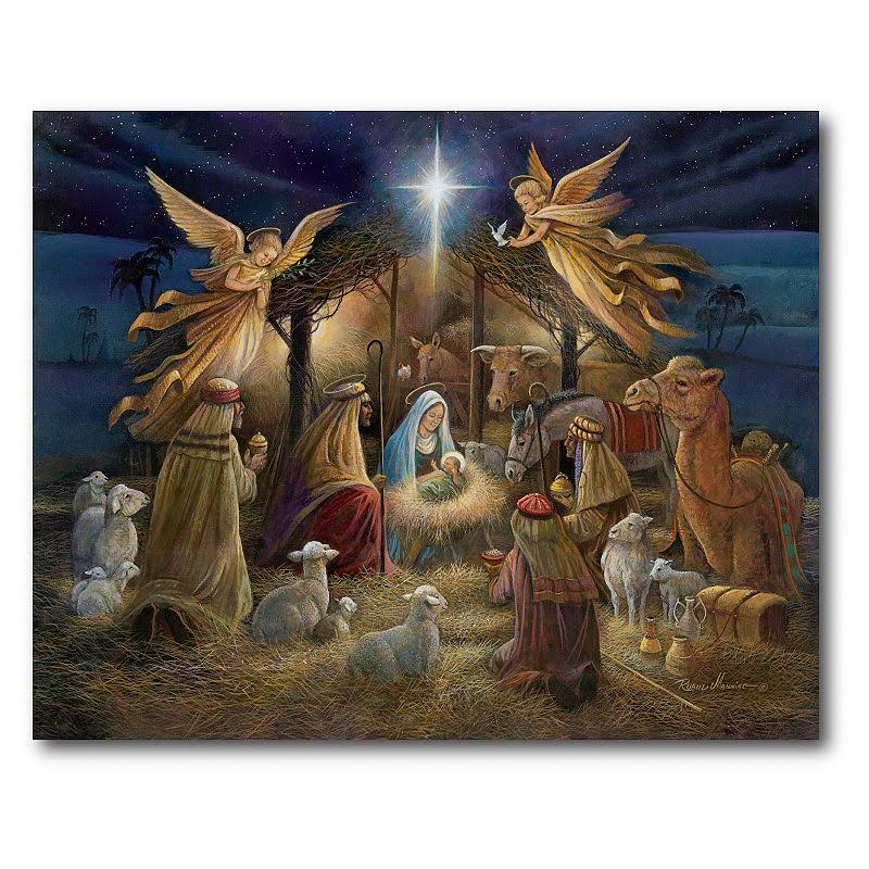 Courtside Market Nativity Scene Christmas Canvas Wall Art, 16x20 - Product image 1