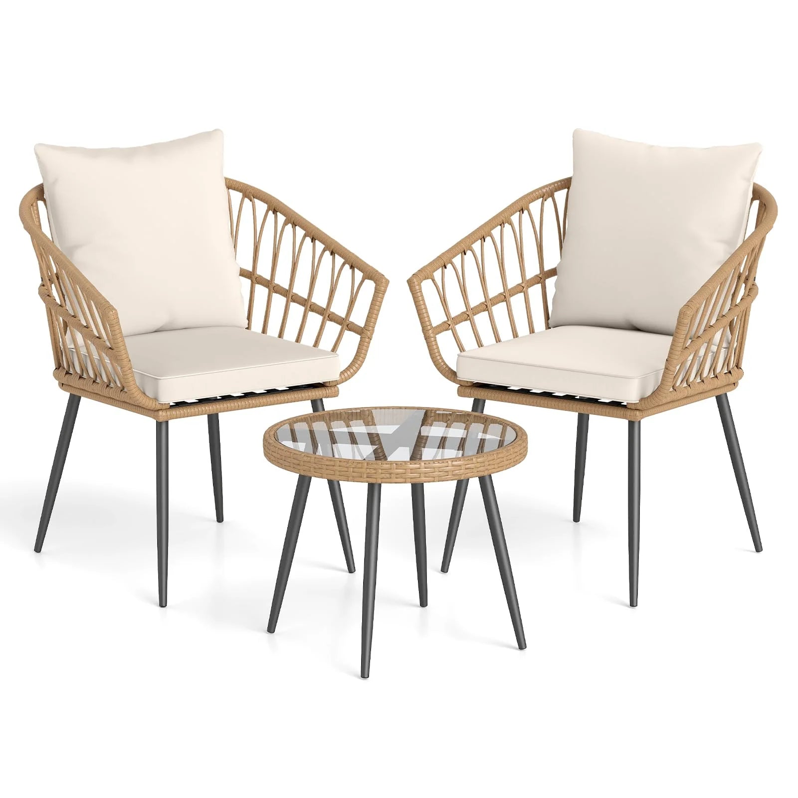 Tangkula 3 Piece Patio Bistro Set with Metal Frame for Balcony - Product image 1