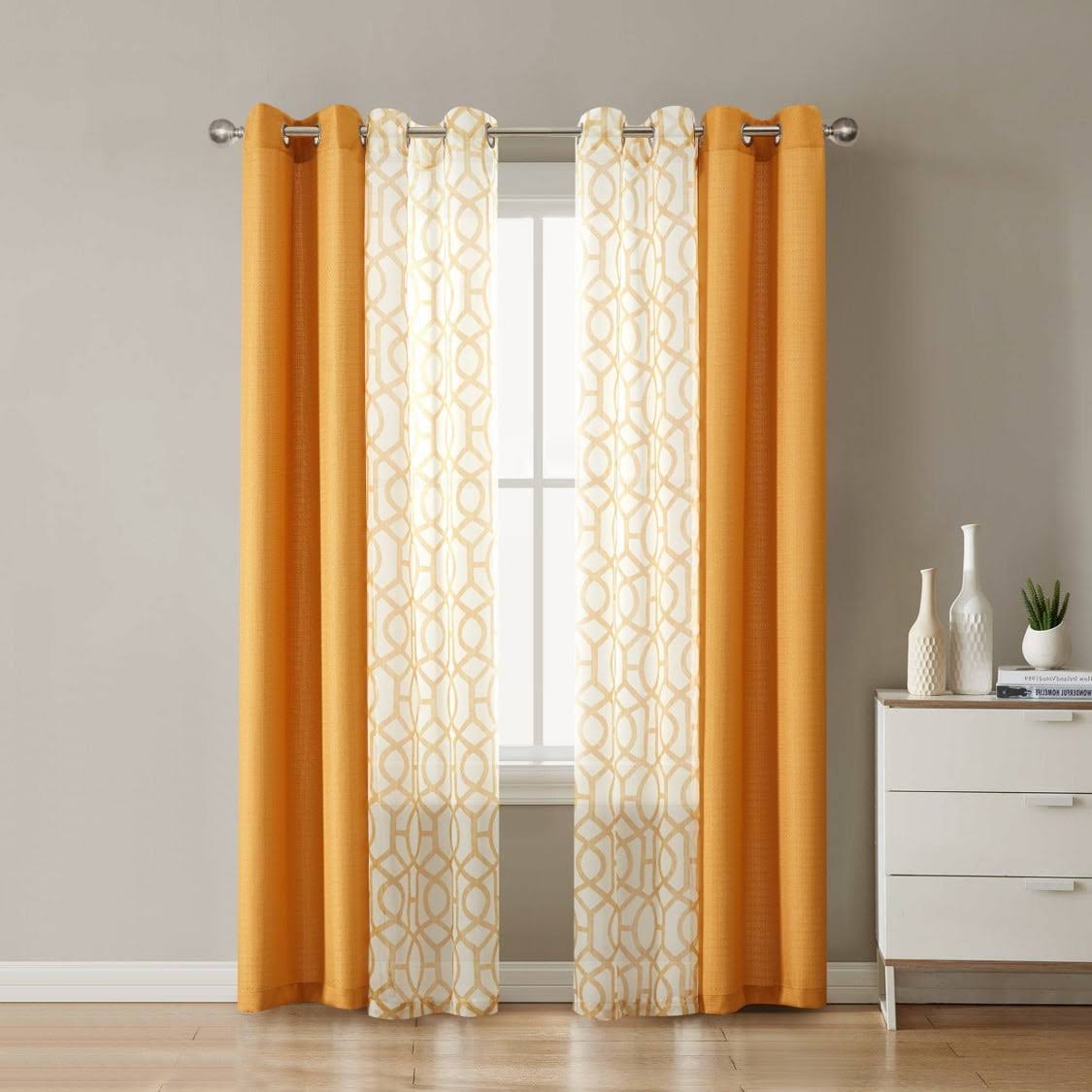 Mainstays Kingswood 4 Piece Window Curtain Set, Brown - Product image 1