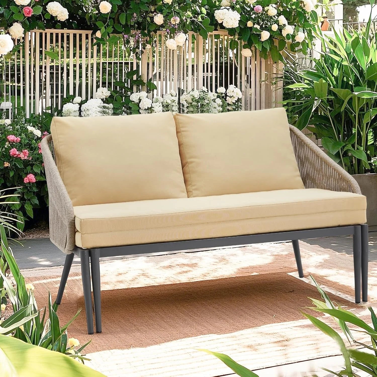 AECOJOY Outdoor Double Chaise Lounge Chair, Convertible Patio Loveseat Sofa Couch with Cushions - Product image 8