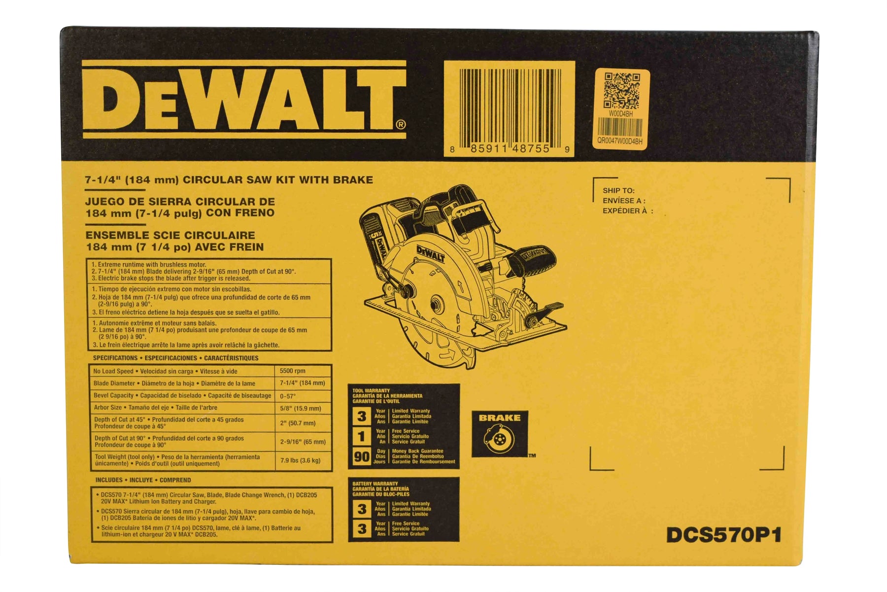 Dewalt 20V Max Brushless 7 - 1/4 Circ Saw Kit - Product image 2