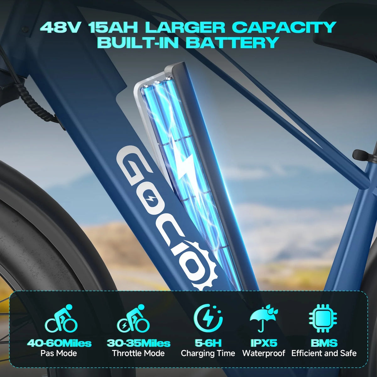 Gocio Electric Bike, 26"x4.0" Fat Tire E - Mountain Bike, Peak 1000W Motor - Product image 4