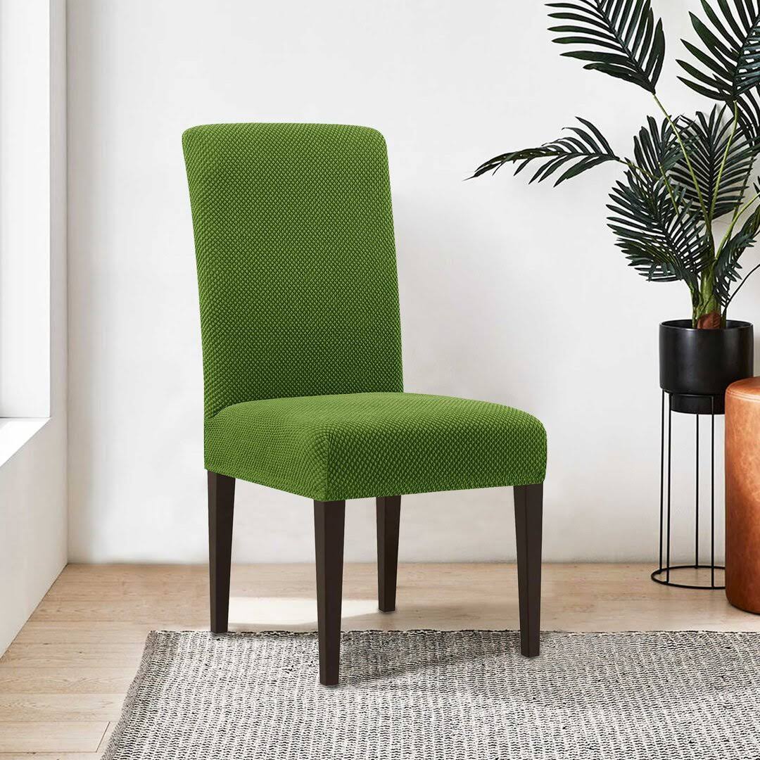 Box Cushion Dining Chair Slipcover Winston Porter Color: Green - Product image 1