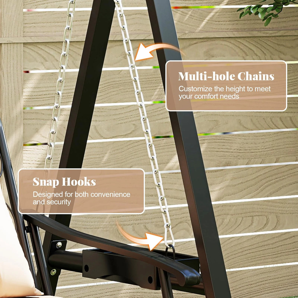 Tangkula Outdoor Patio Swing with Heavy-Duty Metal Frame - Product image 8