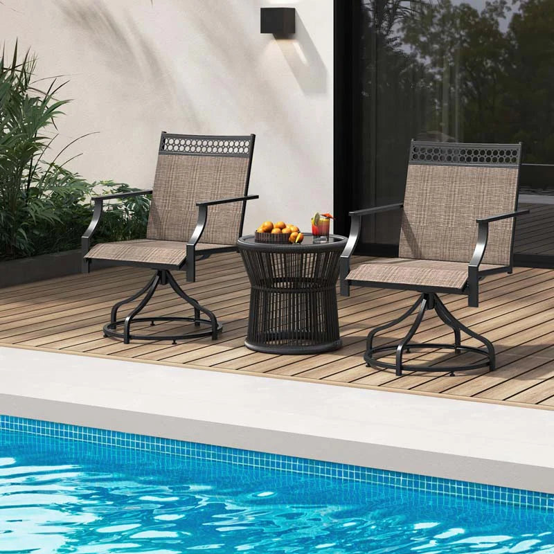 Outdoor Swivel Dining Chairs Set of 2/4 with Quick-Drying Fabric & Metal Frame - Product image 4
