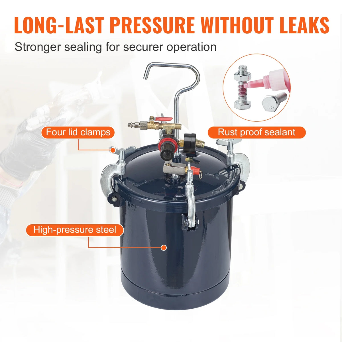 SKYSHALO Spray Paint Pressure Pot Tank, 10 L/2.5gal Air Paint Pressure Pot - Product image 6