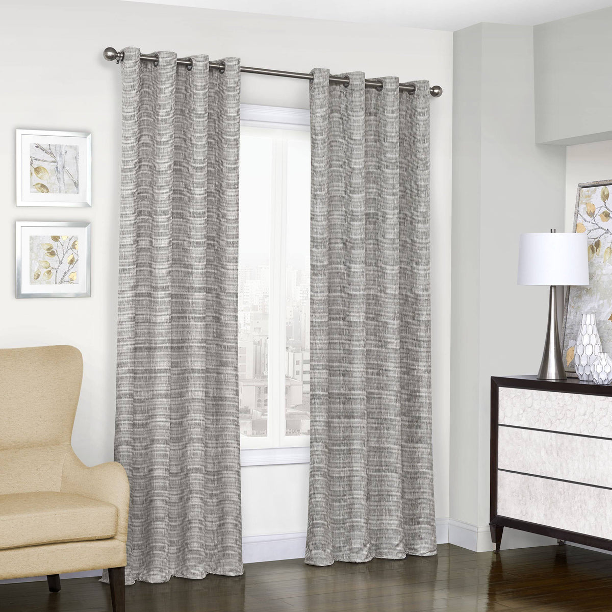 Eclipse Trevi Blackout Grommet Window Curtain Panel Grey 84 Inches, Gray - Product image 1