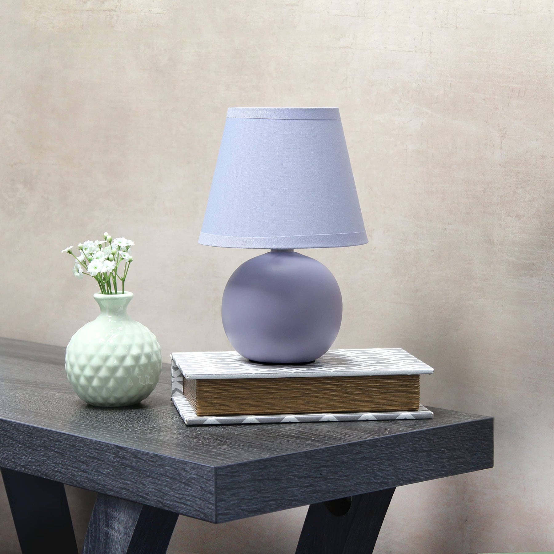 Simple Designs Purple Mini Ceramic Globe Table Lamp - Product image 1