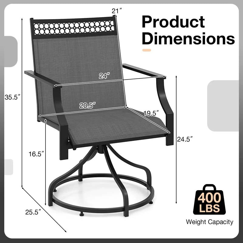 Outdoor Swivel Dining Chairs Set of 2/4 with Quick-Drying Fabric & Metal Frame - Product image 20