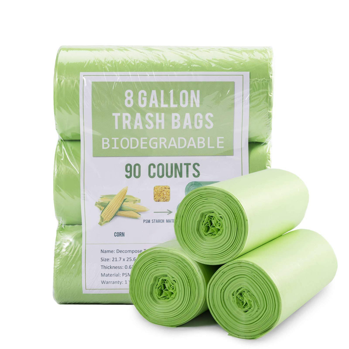 Jaoul Biodegradable Medium Trash Bags 8 Gallon, 0.67 Mil Extra Strong Garbage Bags for 30 Liter Trash Can - Product image 1