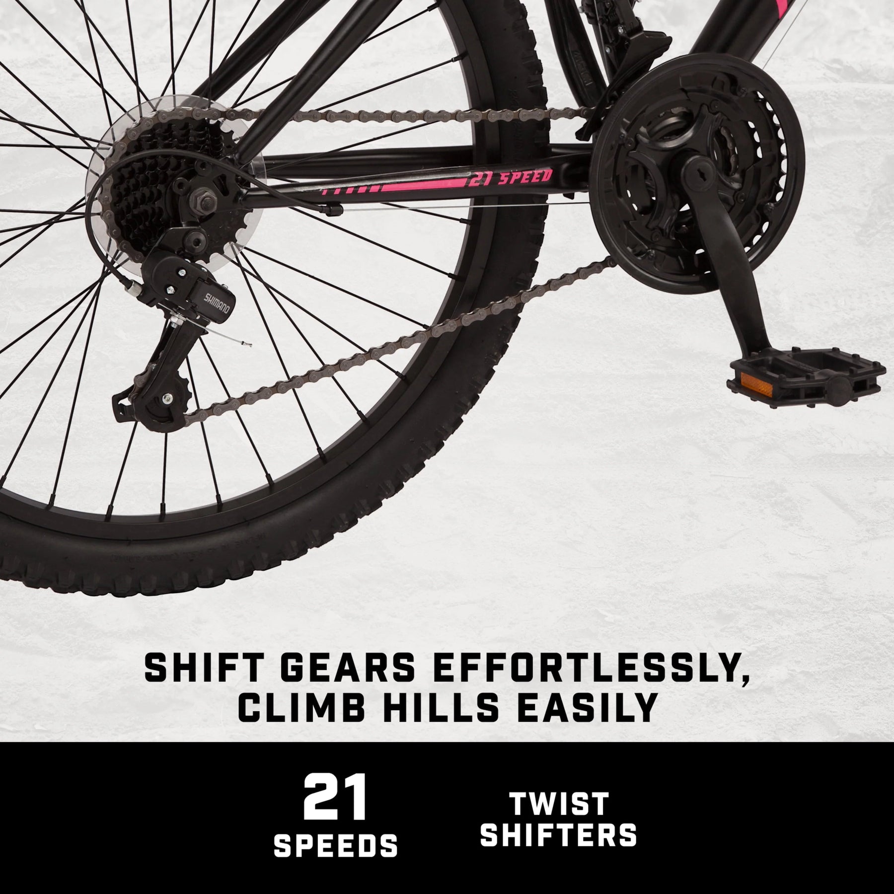 Mongoose 24 - In. Excursion Unisex Mountain Bike, Black, 21 Speeds - Product image 3