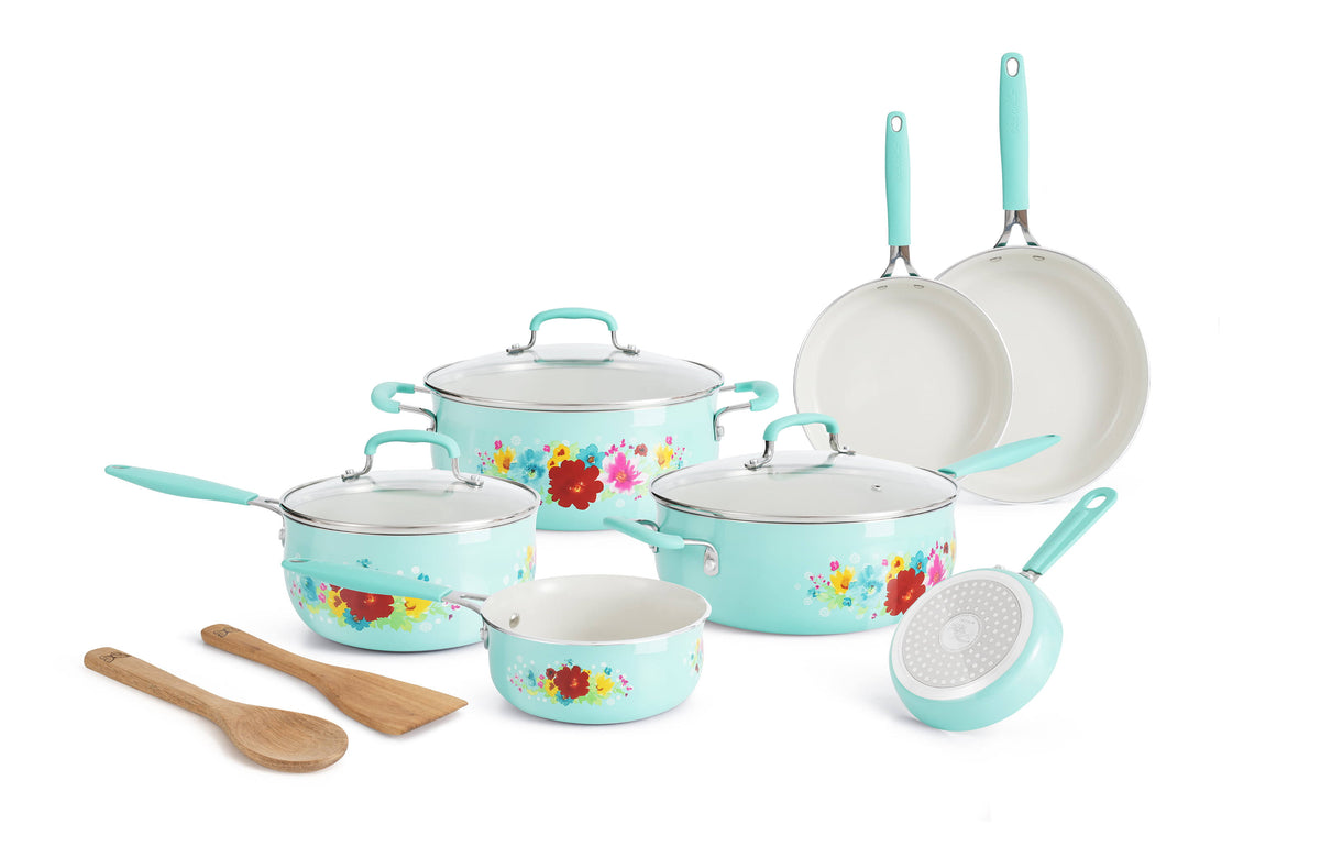 The Pioneer Woman Classic Ceramic Breezy Blossom Cookware Set, 12 Piece Set, Size: 12pc, Multicolor - Product image 1