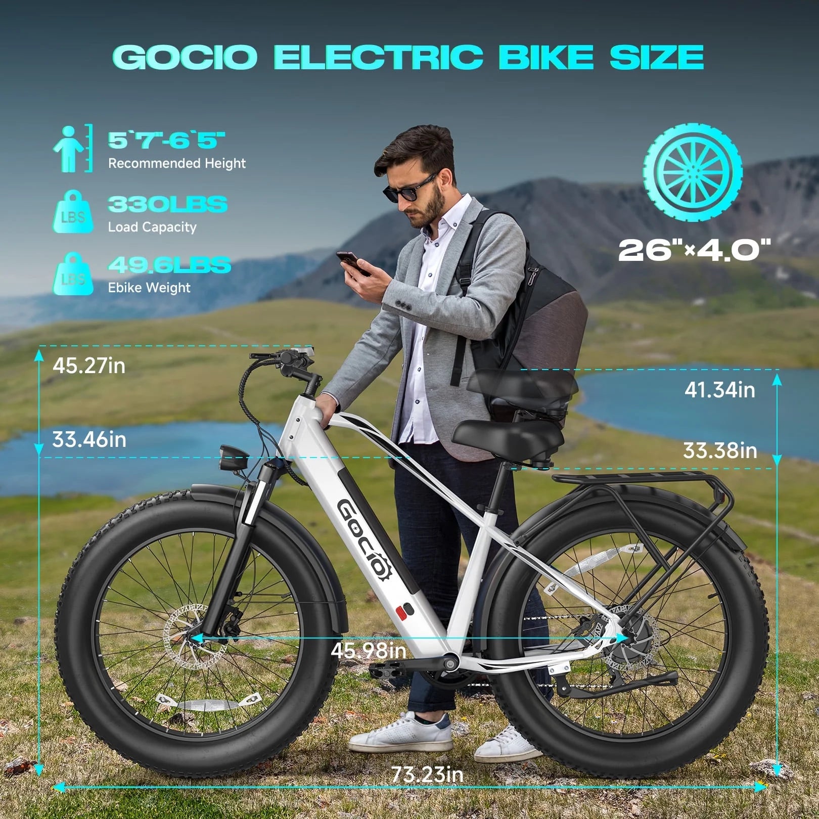 Gocio Electric Bike, 26"x4.0" Fat Tire E - Mountain Bike, Peak 1000W Motor - Product image 33